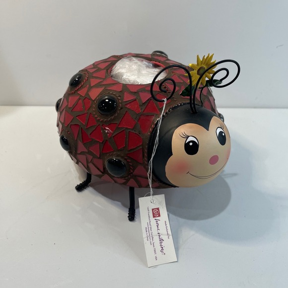 Vtg Home Interiors Mosaic Ladybug Tealight Candle Holder Lantern Garden Decor - Picture 2 of 6